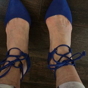 Steve Madden lace up pumps in royal blue suede. Like new!